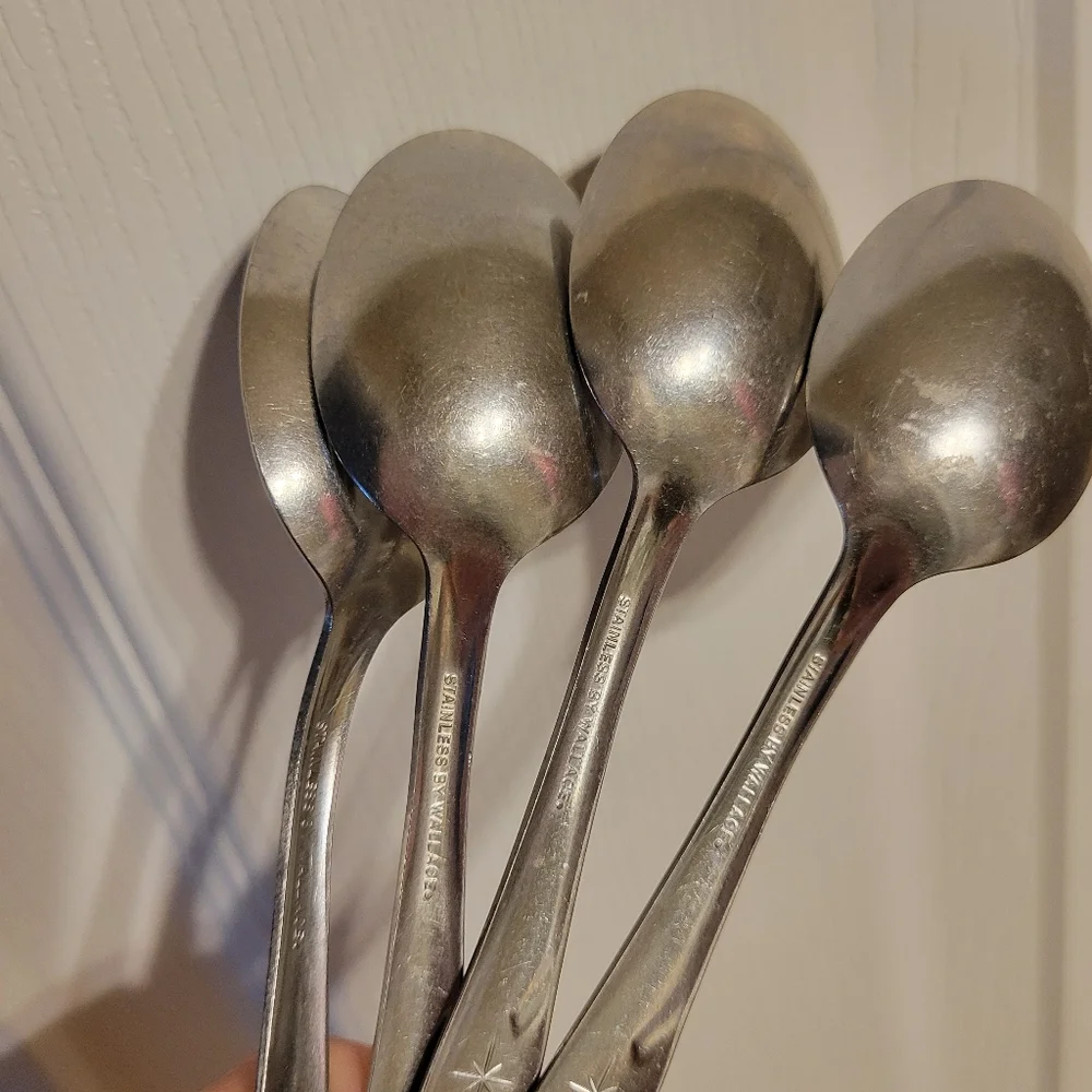 Atomic Northern Star Spoons (4)~ Stainless by Wallace ~ Vintage ~ Retro ~ 1960s?